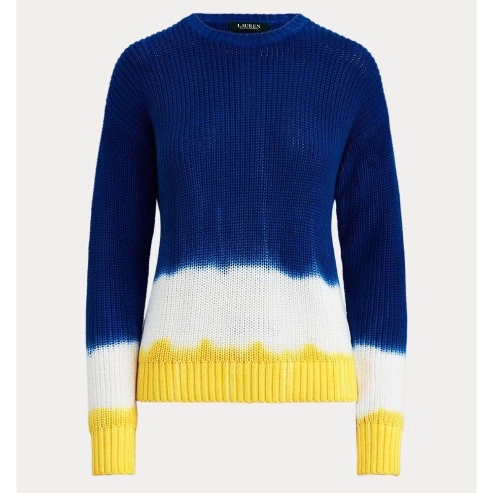 Lauren Ralph Lauren Women's Tie-Dye Rib Knit Cotton Crewneck Pullover Sweater S